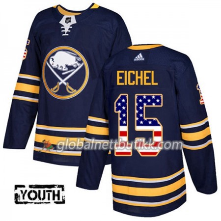 Buffalo Sabres Hockeydrakt Jack Eichel 15 2017-2018 USA Flag Fashion Blå Adidas Authentic - Barn